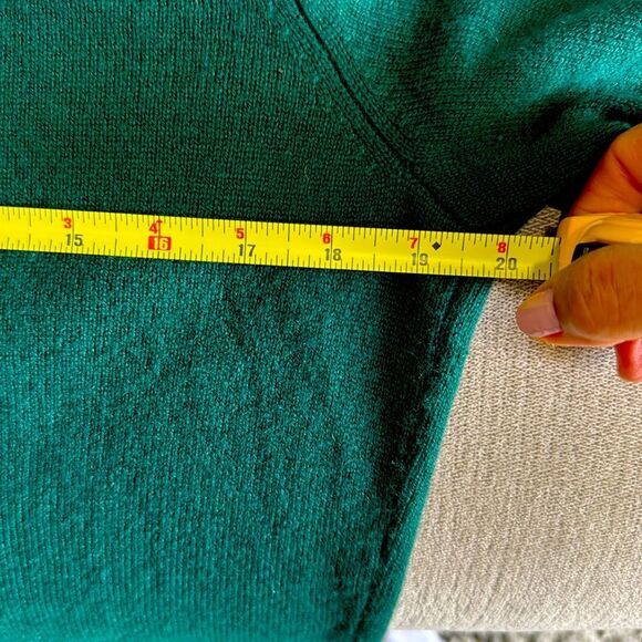 Charter Club Women Cardigan Sweater 2 Ply 100% Cashmere Ruffle Small Long Green - Picture 7 of 8